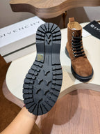 Givenchy brown suede boot with treaded sole and black rubber outsole