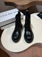 Givenchy black lace-up boots, pair view with chunky outsole