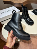 Givenchy black leather lace-up boots with thick lug sole
