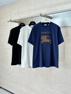 Short-sleeve T-shirts in black, white, and dark blue with Burberry logo