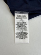 Interior neck label on dark blue Burberry short-sleeve T-shirt