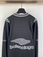 Long-sleeve sweatshirt with ribbed crew collar and large front logo graphic, dark