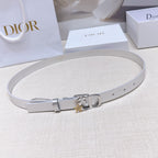 Dior belt in silver metallic leather with oval buckle and star-and-flower charm