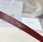 Dior burgundy belt back with Christian Dior Paris embossed branding