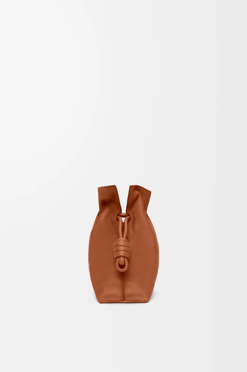 Loewe tan leather mini drawstring pouch with cord closure and small logo