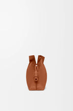 Loewe tan leather mini drawstring pouch with cord closure and small logo