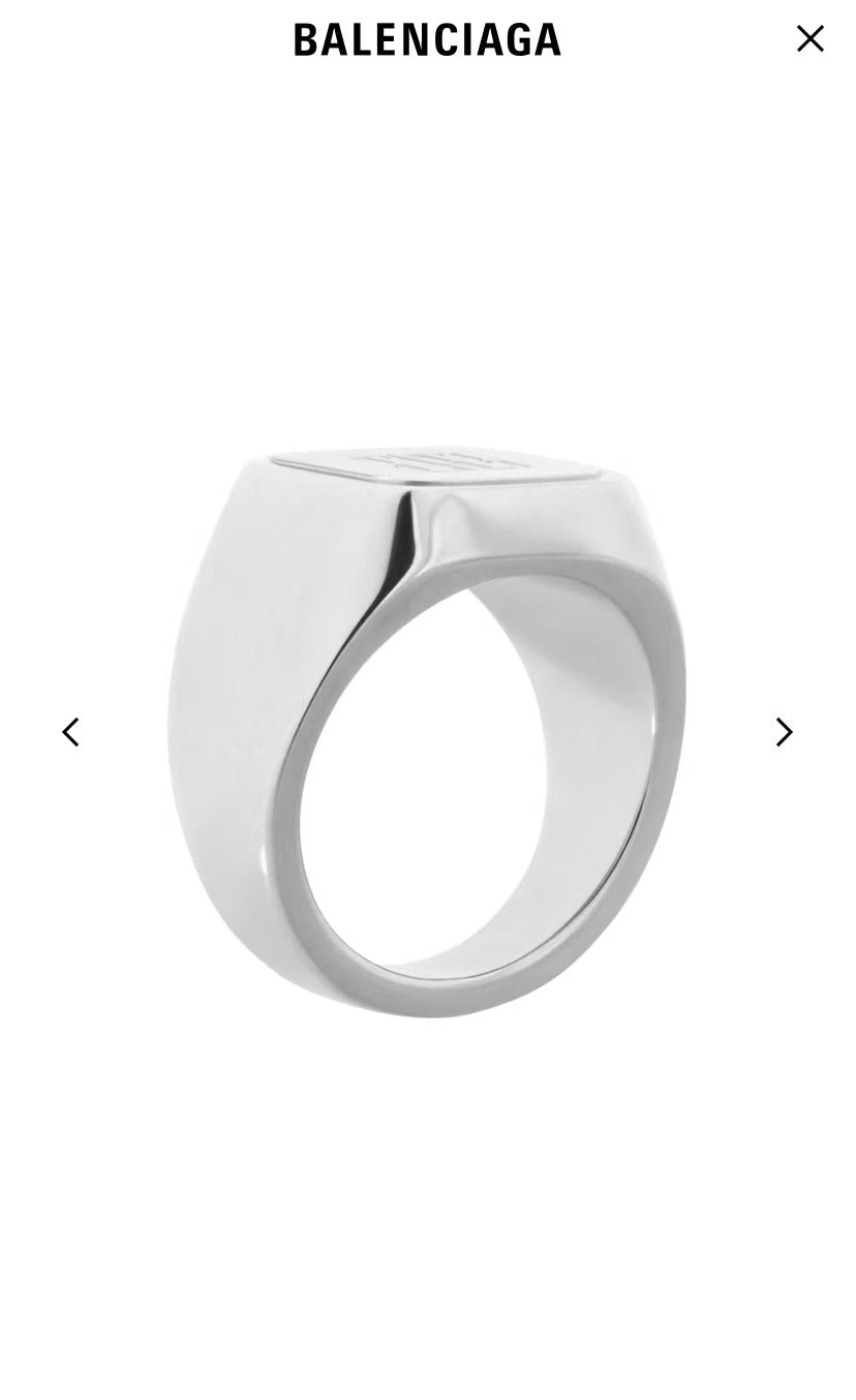 Balenciaga sculpted signet ring, silver-tone