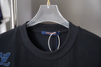 Louis Vuitton black T-shirt neckline with braided drawcord and logo tag