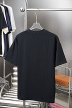 Louis Vuitton black T-shirt with blue LV logo, crew neck back view