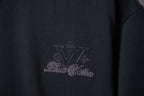 Black short-sleeve T-shirt chest with small LV-style script graphic