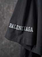 Balenciaga black T-shirt with BALENCIAGA text on sleeve hem