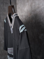 Balenciaga black short-sleeve T-shirt with striped sleeve detail