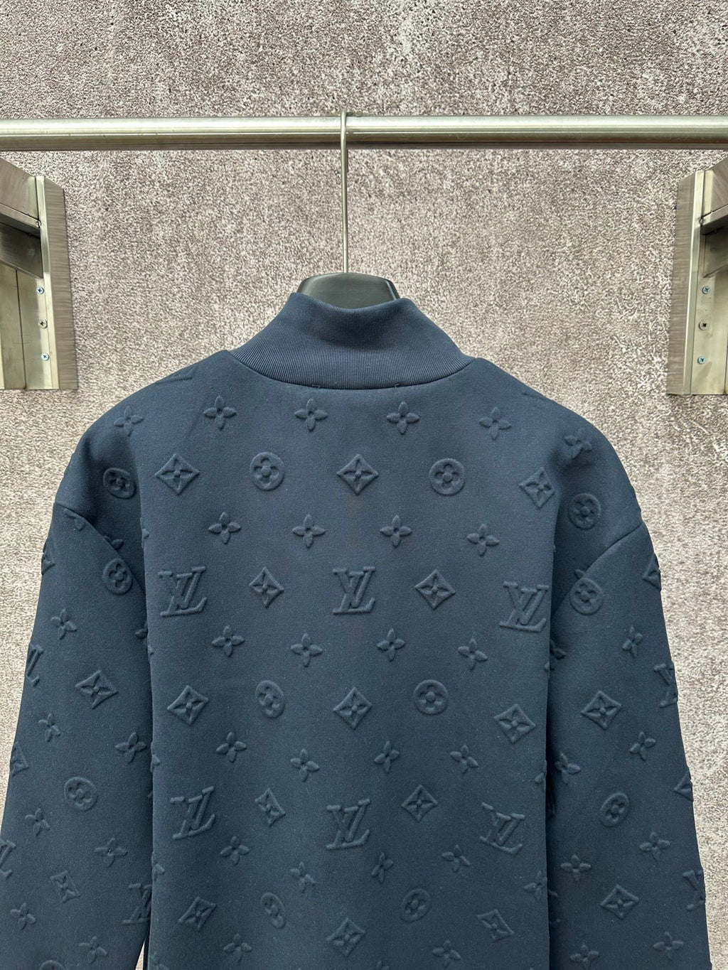 Louis Vuitton long-sleeve zip jacket in dark blue with back monogram logo detail