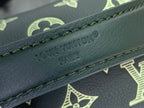 Louis Vuitton monogram bag leather trim close-up with embossed branding