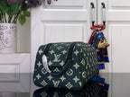 Louis Vuitton monogram shoulder bag, dark green with gold pattern and flap front