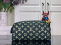 Louis Vuitton monogram toiletry bag in dark green with gold pattern, top zip