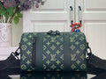 Louis Vuitton men's duffel bag with green monogram canvas and top handles