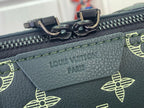 Louis Vuitton leather label reading “LOUIS VUITTON PARIS” near zipper teeth