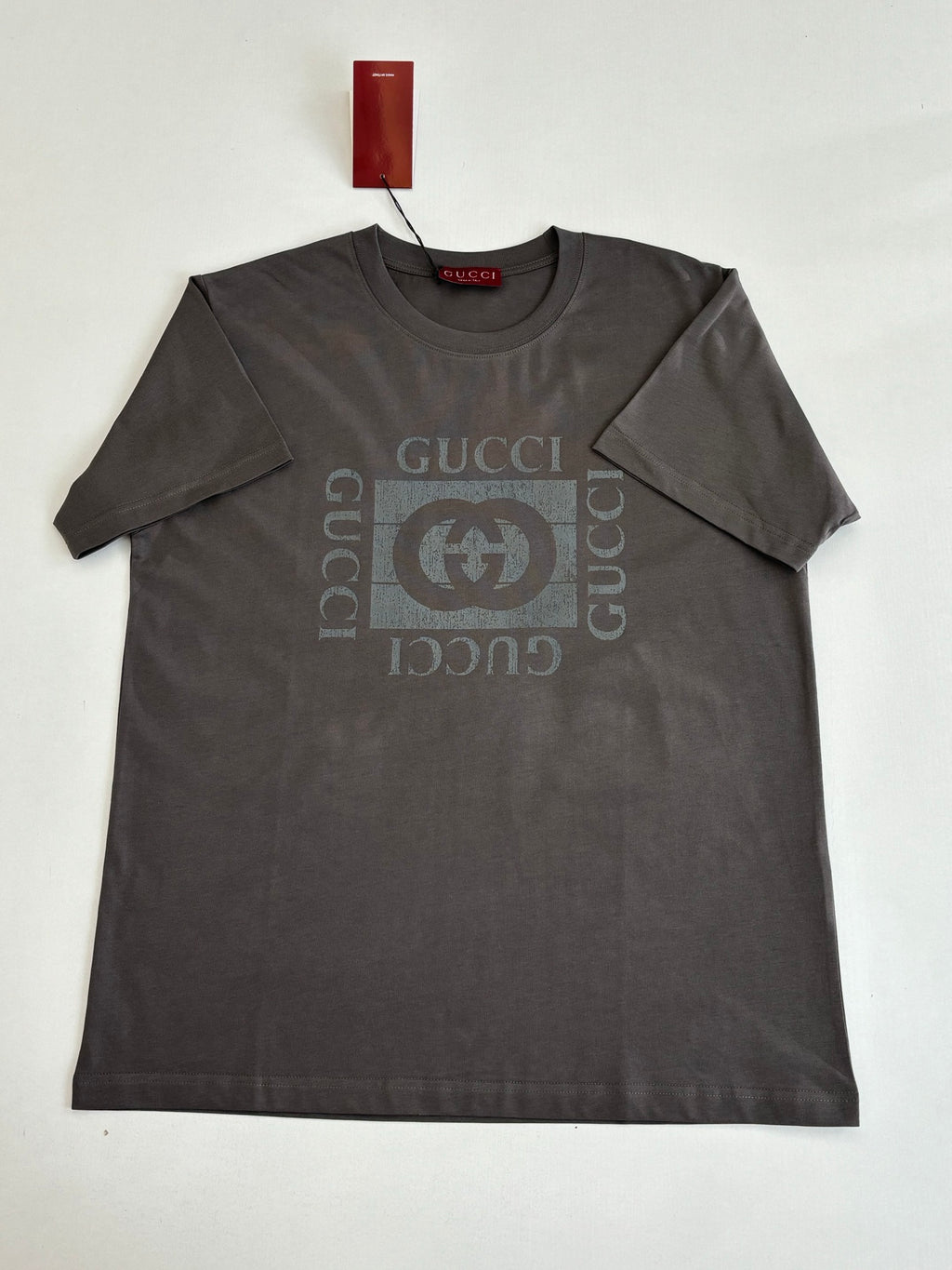 Gucci short-sleeve T-shirt in dark gray with front GG logo print