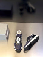 Prada unisex sneakers, navy uppers with white laces and cream midsoles