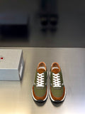 Prada unisex sneakers in olive green and brown with white laces and white sole