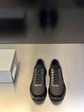 Prada unisex lace-up sneakers, dark gray with gray paneling and chunky rubber sole
