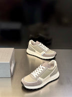 Prada unisex sneakers in light beige with white laces and chunky rubber sole