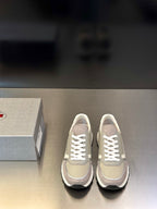 Prada unisex sneakers in light beige with white laces and rubber sole
