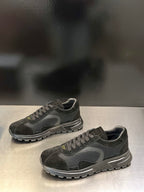 Prada unisex dark suede sneakers with lace-up front and padded collar