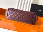YSL quilted leather bag pouch with quilted pattern, burgundy finish