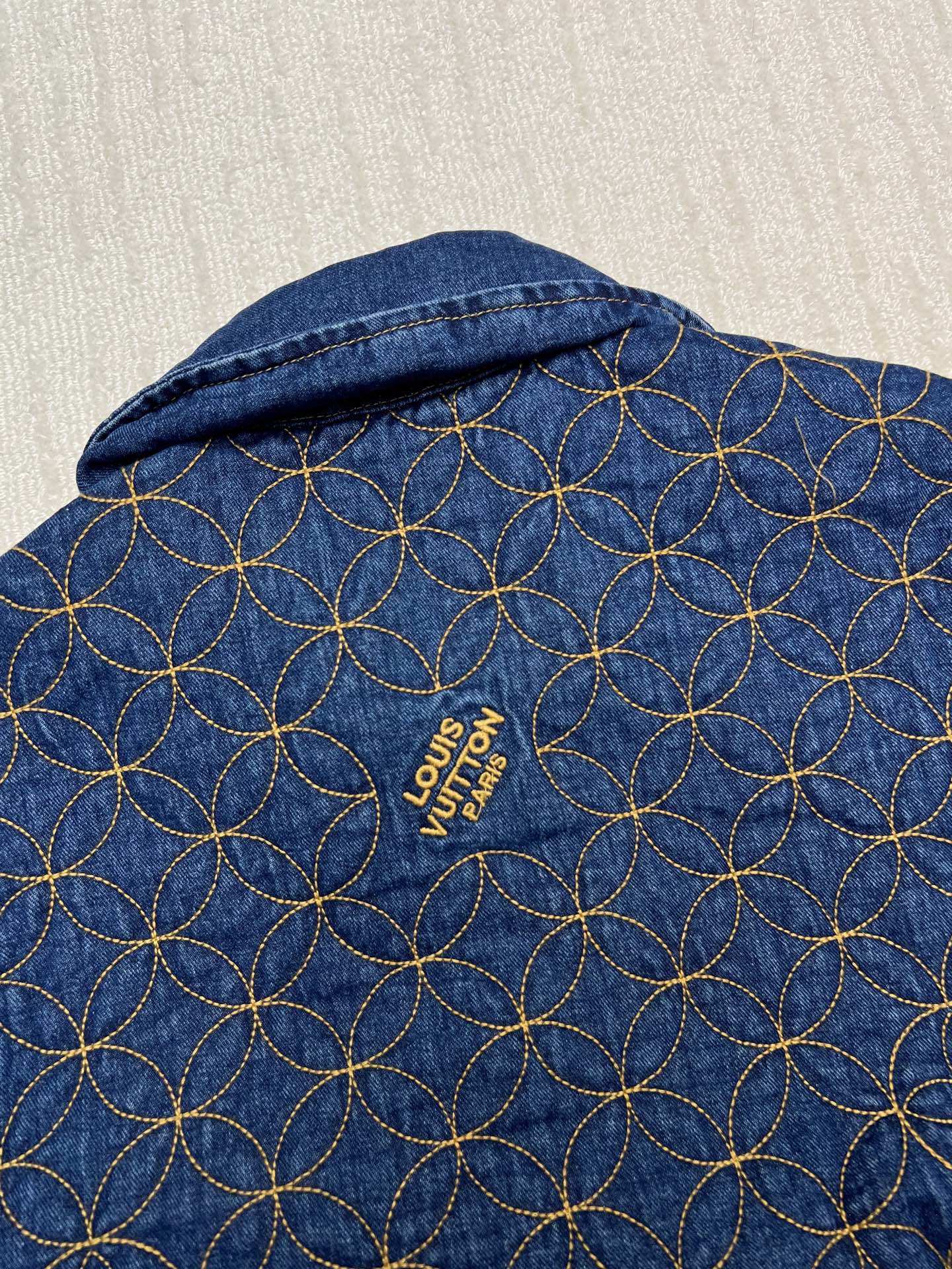 Denim jacket back with LOUIS VUITTON PARIS embroidered logo