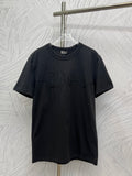 Dior short-sleeve T-shirt, dark, crew neck; embroidered Dior script logo front