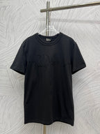 Dior short-sleeve T-shirt, dark, crew neck; embroidered Dior script logo front