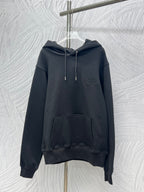 Dior long-sleeve hoodie in dark navy with front kangaroo pocket and drawstring hood