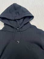 Dior dark navy hoodie with hood and drawstring, stitched logo on chest