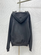 Dior long-sleeve hoodie in dark navy, back view with hood and kangaroo pocket