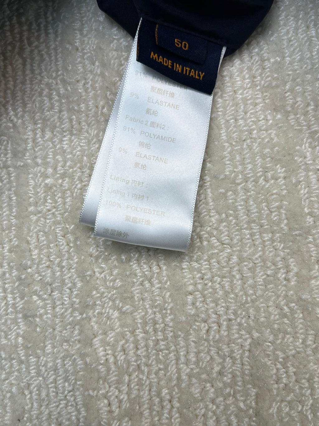 Louis Vuitton jacket size label with Made in Italy