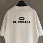 Balenciaga white T-shirt back close-up with BALENCIAGA logo