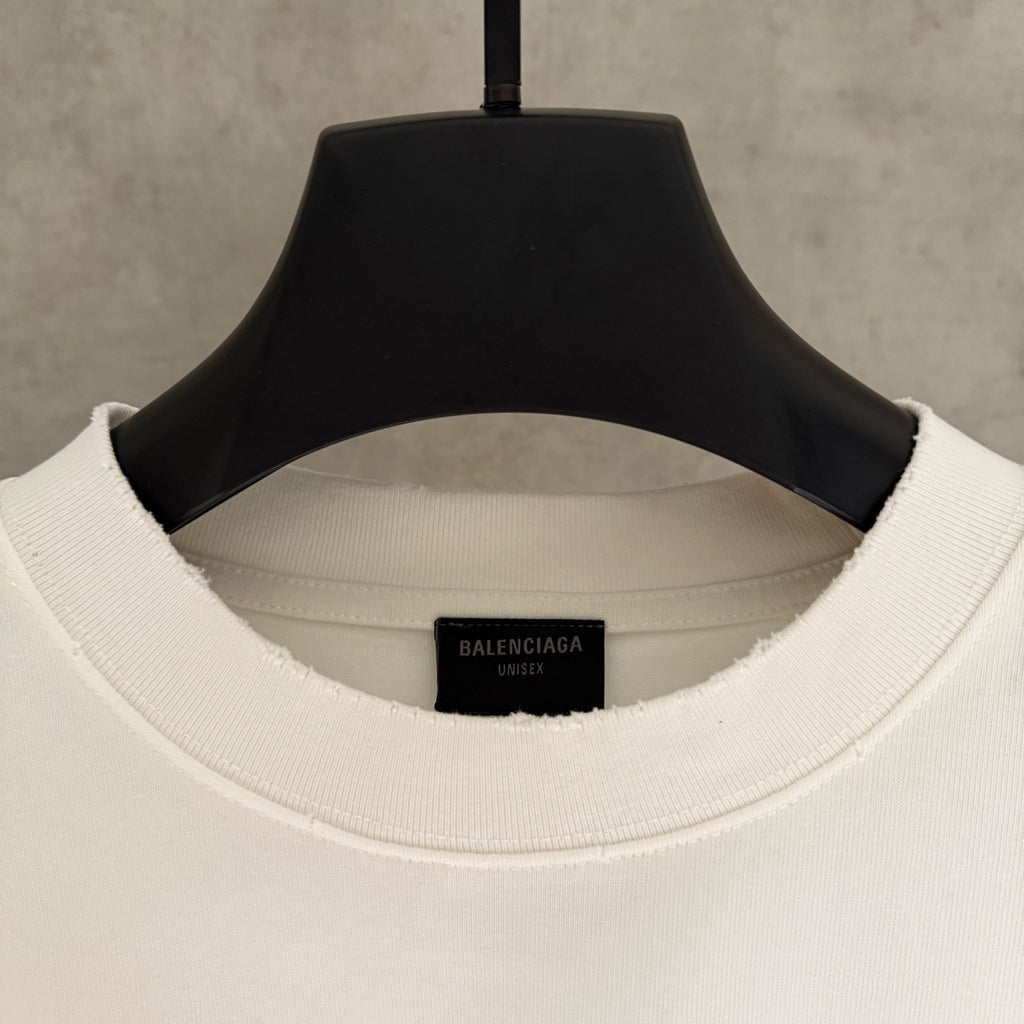 Balenciaga white T-shirt crew neck with black size label inside