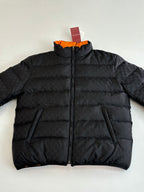 Gucci long puffer jacket in black, full-zip front with quilted paneling