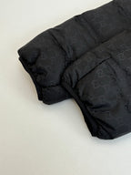 Gucci long padded jacket, black GG-pattern quilting and padded shoulders