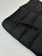 Gucci long puffer jacket in black, quilted fabric detail and zipper area