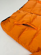 Gucci long puffer jacket in bright orange, sleeve and padded quilt texture