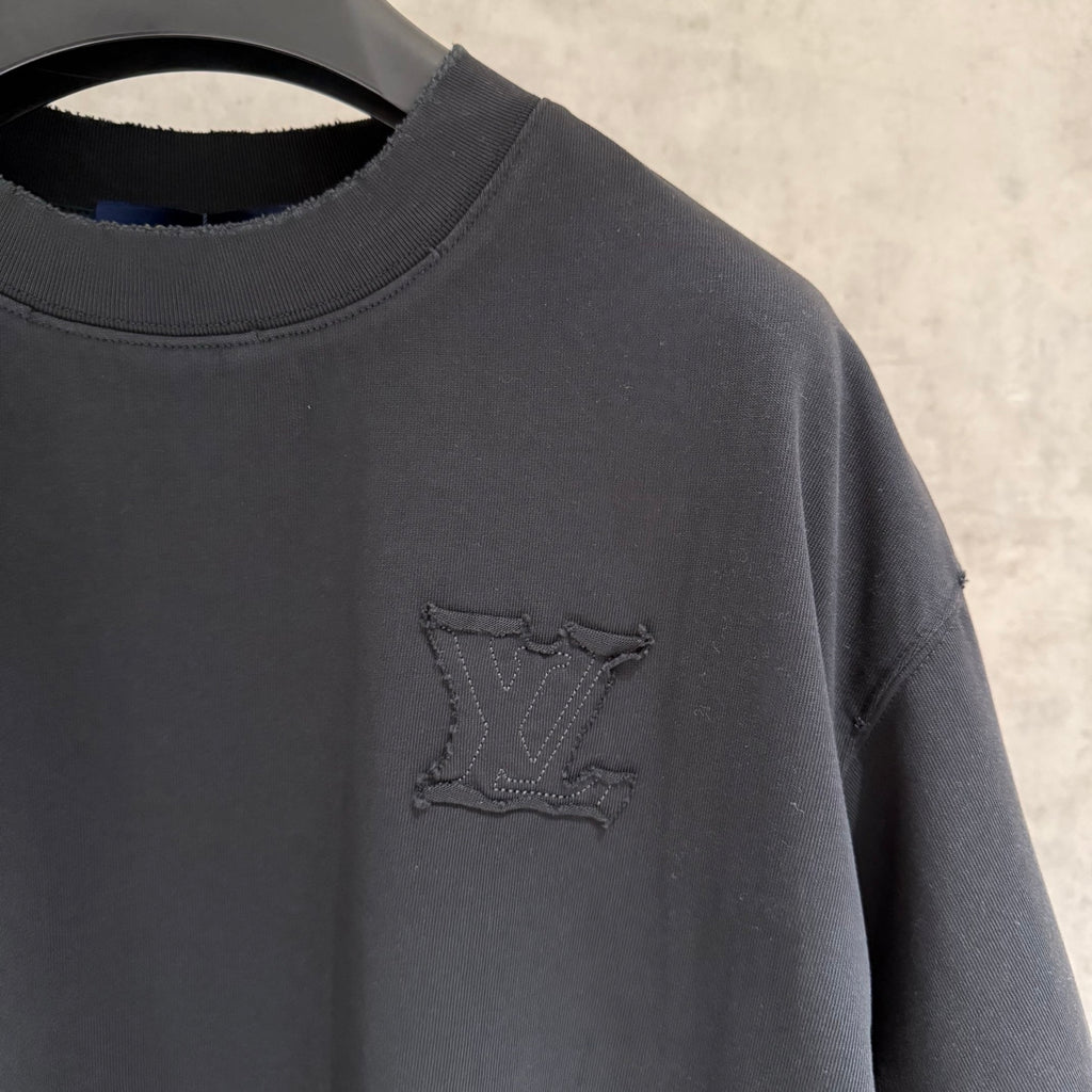 Louis Vuitton short-sleeve T-shirt, dark charcoal, embroidered chest emblem
