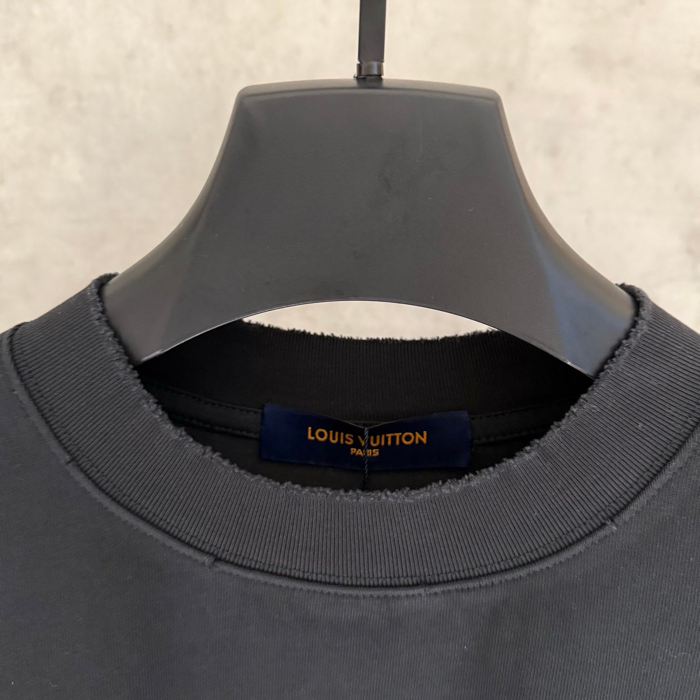 Louis Vuitton short-sleeve T-shirt neckline with branded inner label, dark charcoal