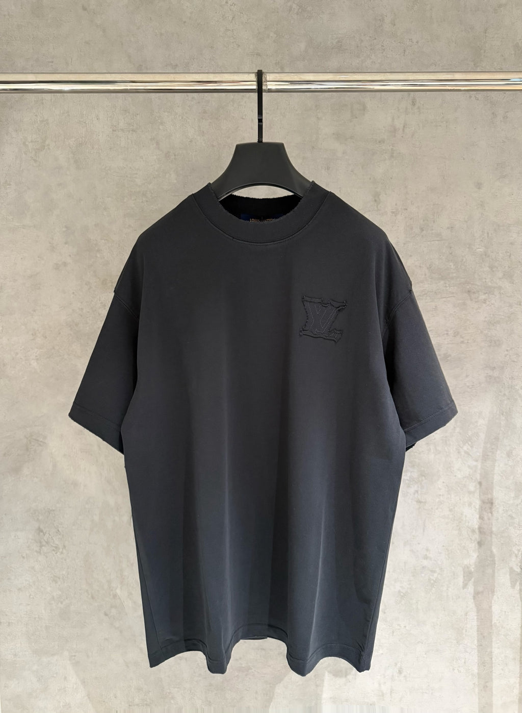 Louis Vuitton short-sleeve T-shirt, dark charcoal, small chest logo print