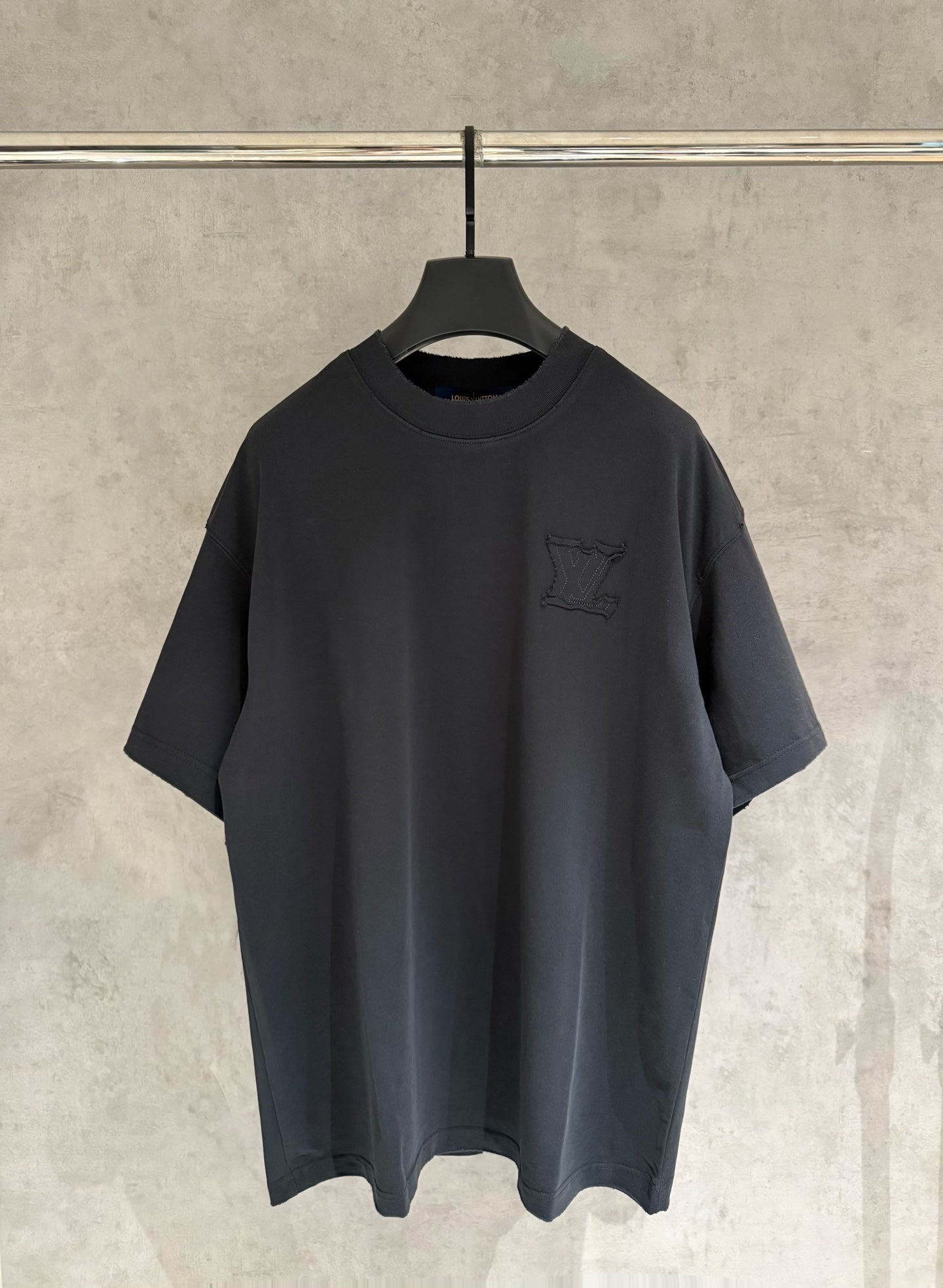Louis Vuitton short-sleeve T-shirt, dark charcoal, small chest logo print