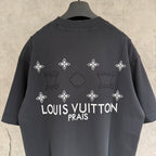 Louis Vuitton short-sleeve T-shirt, dark charcoal, back “Louis Vuitton PRAIS” graphic