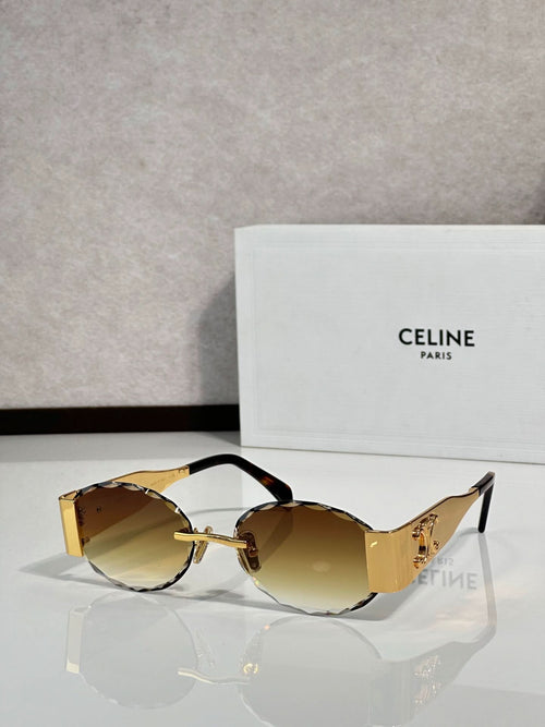 Celine sunglasses with dark amber lenses and black frames