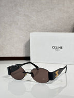 Celine sunglasses with dark brown lenses and black rectangular frames